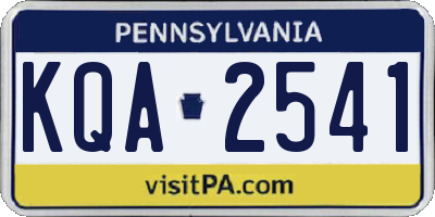 PA license plate KQA2541