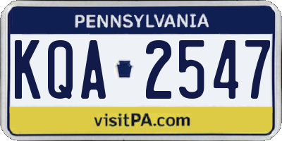 PA license plate KQA2547