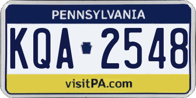 PA license plate KQA2548