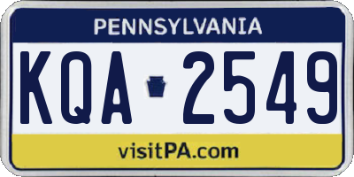 PA license plate KQA2549