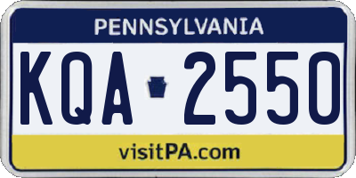 PA license plate KQA2550