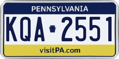PA license plate KQA2551