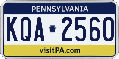 PA license plate KQA2560