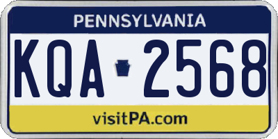 PA license plate KQA2568