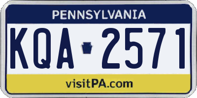 PA license plate KQA2571