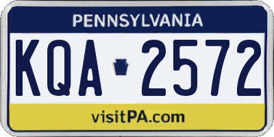 PA license plate KQA2572