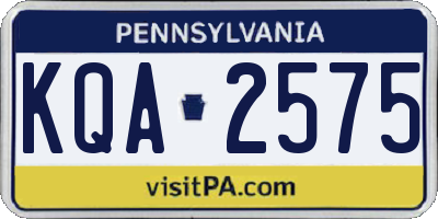 PA license plate KQA2575