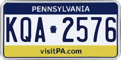 PA license plate KQA2576