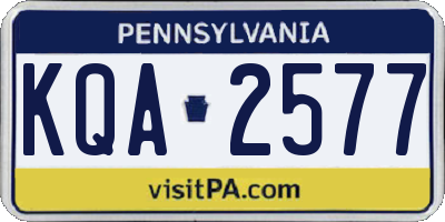 PA license plate KQA2577