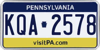 PA license plate KQA2578