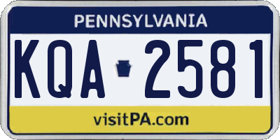 PA license plate KQA2581