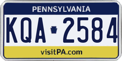 PA license plate KQA2584