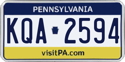 PA license plate KQA2594
