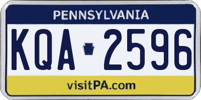PA license plate KQA2596