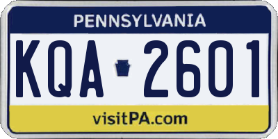 PA license plate KQA2601