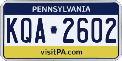 PA license plate KQA2602