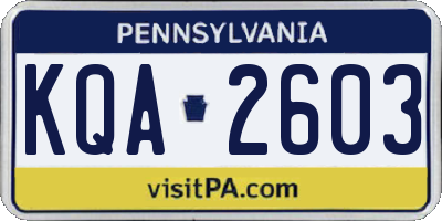 PA license plate KQA2603