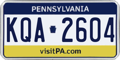 PA license plate KQA2604
