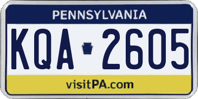 PA license plate KQA2605