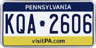 PA license plate KQA2606
