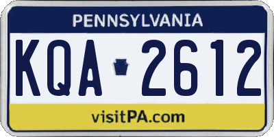 PA license plate KQA2612