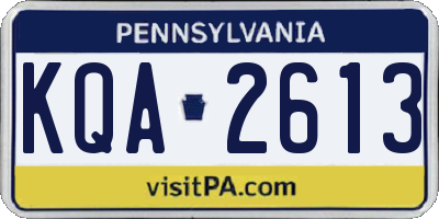 PA license plate KQA2613
