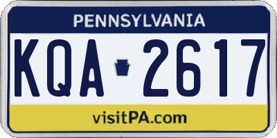 PA license plate KQA2617