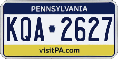 PA license plate KQA2627