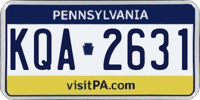 PA license plate KQA2631