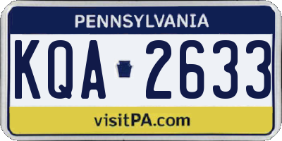 PA license plate KQA2633