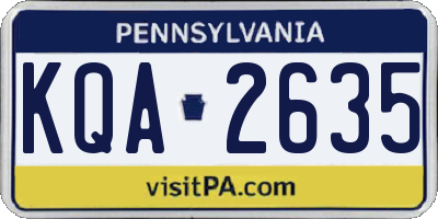 PA license plate KQA2635