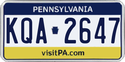PA license plate KQA2647