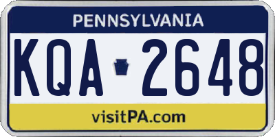 PA license plate KQA2648