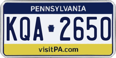 PA license plate KQA2650