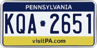 PA license plate KQA2651