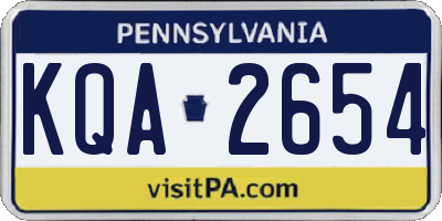 PA license plate KQA2654