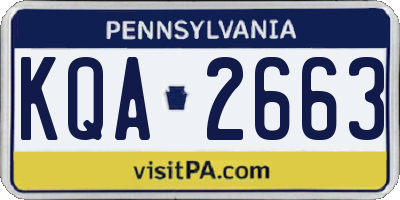 PA license plate KQA2663