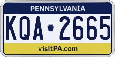 PA license plate KQA2665