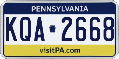 PA license plate KQA2668