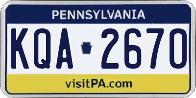 PA license plate KQA2670