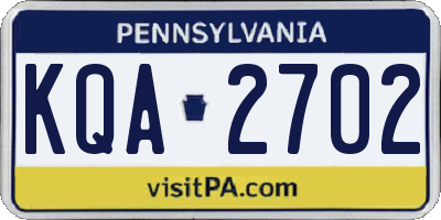 PA license plate KQA2702