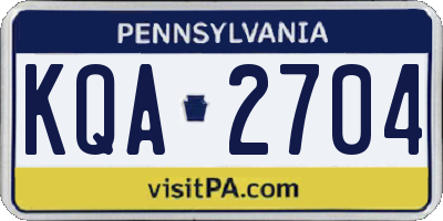 PA license plate KQA2704