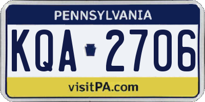 PA license plate KQA2706