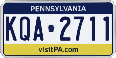 PA license plate KQA2711