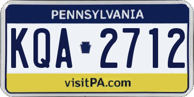PA license plate KQA2712
