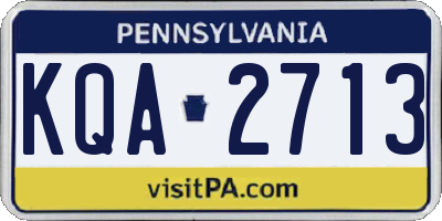 PA license plate KQA2713