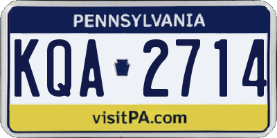PA license plate KQA2714