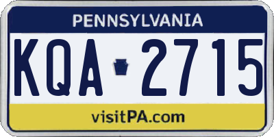 PA license plate KQA2715