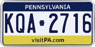 PA license plate KQA2716