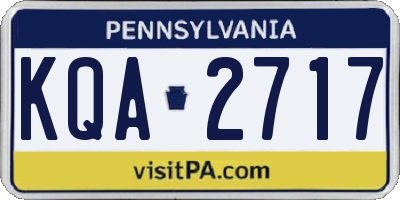 PA license plate KQA2717